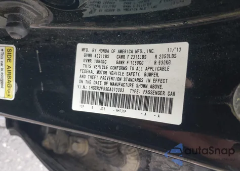 2014 Honda Accord Sport from USA, damaged, VIN 1HGCR2F55EA073093